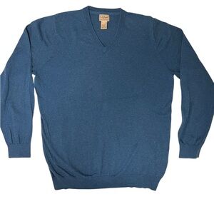 LL Bean Cotton Cashmere V-Neck Sweater Size Large Tall
